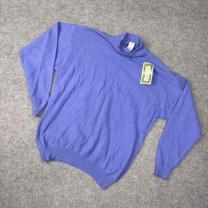 Elisabeth Vintage Periwinkle Blue Angora Wool Blend Mock Neck Sweater Italy L